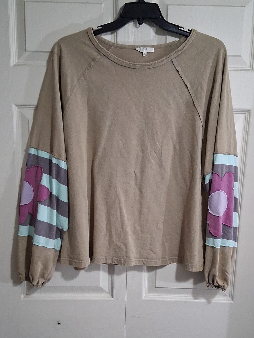 Easel Los Angeles Boatneck Terry Sweatshirt - M - Mushroom Taupe